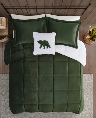 Macy's Alton 4-pc. Comforter Set, Full/queen In Green,ivory
