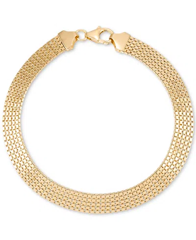 Macy's Woven Classic Squared Box Chain Link Bracelet In 10k Gold In Yellow