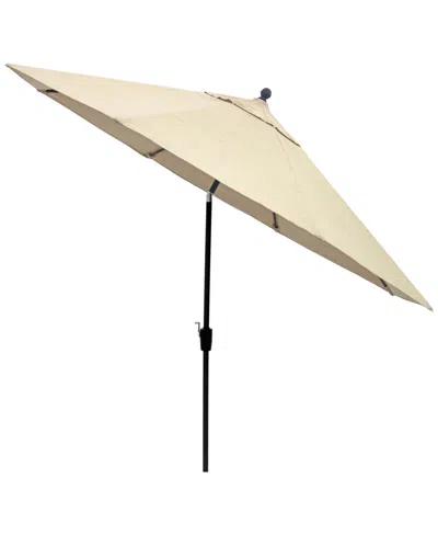 Macy's Wythburn Mix And Match Fabric 11' Umbrella, Created For  In Straw Natural,pewter Finish