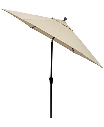 Macy's Wythburn Mix And Match Fabric 9' Auto Tilt Umbrella,  Exclusive In Straw Natural,pewter Finish