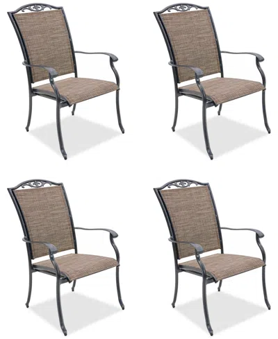 Macy's Wythburn Mix And Match Filigree Sling Outdoor Dining Chairs, Set Of 4, Created For  In Brown
