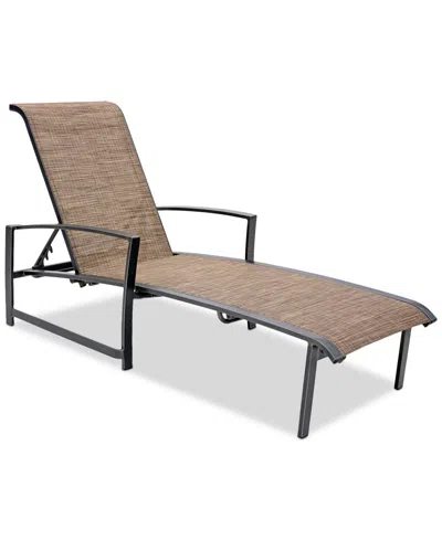 Macy's Wythburn Mix And Match Sleek Sling Outdoor Chaise Lounge, Created For  In Pewter Finish