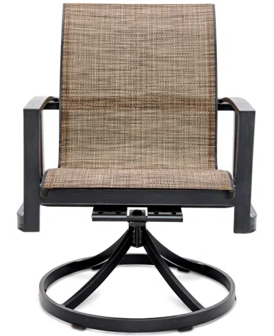 Macy's Wythburn Mix And Match Sleek Sling Outdoor Swivel Chair, Created For  In Brown