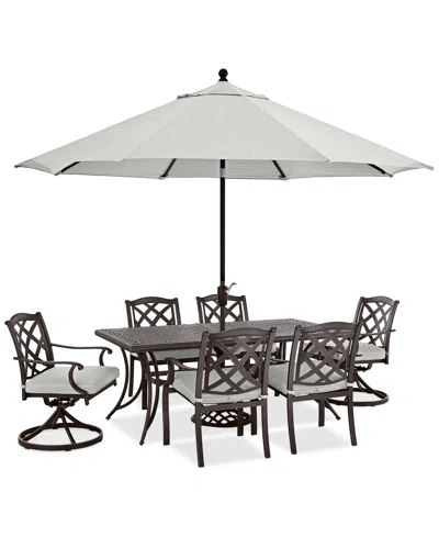 Macy's Wythburn Outdoor Dining 7 Pc Set (72"x38" Table & 6 Lattice Dining Chairs), Created For  In Brown