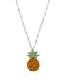 Macy's Yellow And Green Crystal Pineapple Necklace (17/25 Ct. T.w.) In Fine Silver Plated Brass In Fine Silver Plated Brass