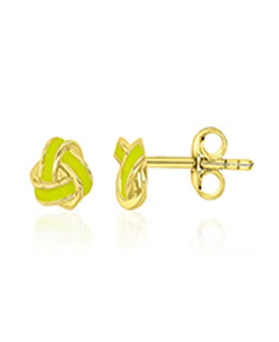 Macy's Yellow Enamel Knot Stud Earrings In 14k Yellow Gold Over Sterling Silver In Multi