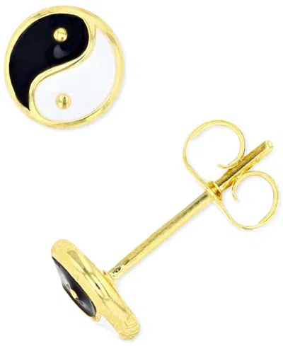 Macy's Yin Yang Stud Earrings In Sterling Silver Or 14k Gold Over Sterling Silver