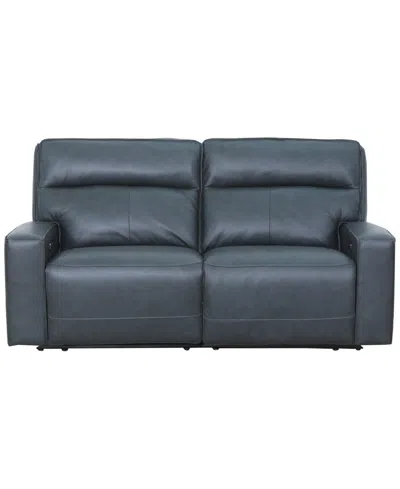 Macy's Zackary 2-piece Leather Sofa With 2 Power Motion,  Exclusive In Black
