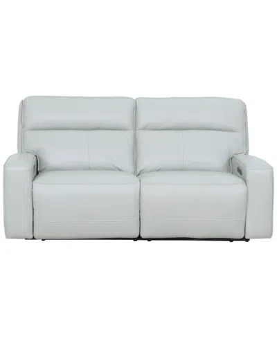 Macy's Zackary 2-piece Leather Sofa With 2 Power Motion,  Exclusive In Gray