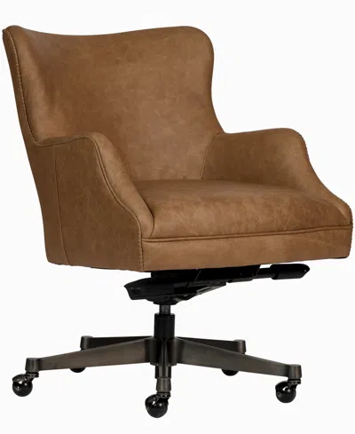Macy's Zayden 34" Genuine Leather Swivel Office Chair In Ven Caraml