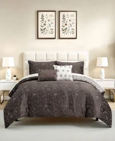 Macy's Macys Zuri Fade Resistant 9 Piece Comforter Sets In Mocha