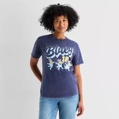 Mad Engine Bluey Boyfriend Tee Womens Juniors Crew Neck Short Sleeve Loose Fit Bluey Graphic T-shirt