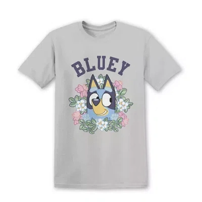 Mad Engine Bluey Boyfriend Tee Womens Juniors Crew Neck Short Sleeve Oversized Bluey Graphic T-shirt In Gray