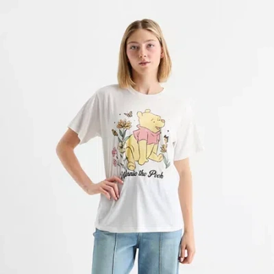 Mad Engine Boyfriend Womens Juniors Crew Neck Short Sleeve Loose Fit Winnie The Pooh Graphic T-shirt In Sand