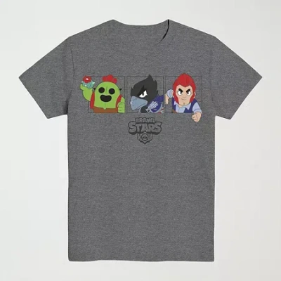 Mad Engine Brawl Stars Little & Big Kid Boys Crew Neck Short Sleeve Regular Fit Graphic T-shirt In Gray