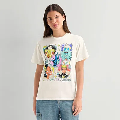 Mad Engine Disney Villians Boyfriend Tee Womens Juniors Crew Neck Short Sleeve Loose Fit Graphic T-shirt In White