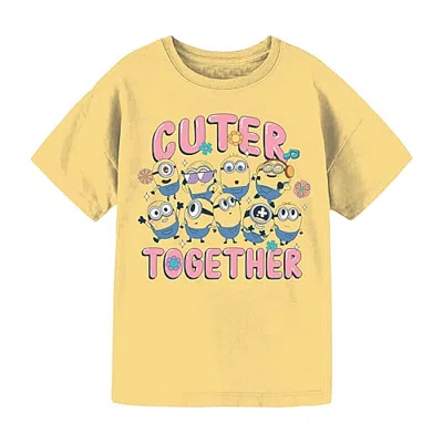 Mad Engine Kids' Girls Crew Neck Short Sleeve Regular Fit Minions Graphic T-shirt In Yellow