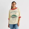 Mad Engine Griswalds Oversized Tee Womens Juniors Crew Neck Short Sleeve Oversized Graphic T-shirt In Sand