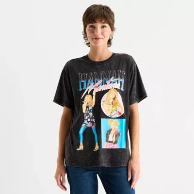 Mad Engine Hannah Montana Boyfriend Tee Womens Juniors Crew Neck Short Sleeve Loose Fit Graphic T-shirt In Gray