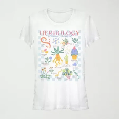Mad Engine Herbology Flower Market Womens Juniors Crew Neck Short Sleeve Regular Fit Harry Potter Graphic T-shi In White
