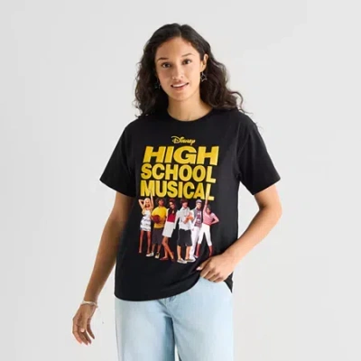 Mad Engine High School Musical Boyfriend Tee Womens Juniors Crew Neck Short Sleeve Loose Fit Hello Kitty Graphi In Black