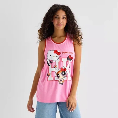 Mad Engine Hk X Ppg Basketball Jersey Womens Juniors Crew Neck Hello Kitty Powerpuff Girls Jersey In Pink