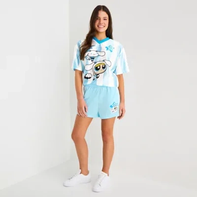 Mad Engine Hk X Ppg Soccer Short Womens High Rise Juniors Hello Kitty Powerpuff Girls Pull-on Short In Blue