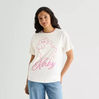 Mad Engine Kirby Hot Tee Boyfriend Tee Womens Juniors Crew Neck Short Sleeve Loose Fit Kirby Graphic T-shirt In White