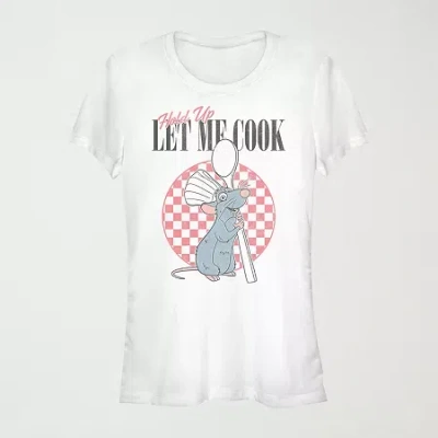 Mad Engine Let Me Cook Womens Juniors Crew Neck Short Sleeve Regular Fit Graphic T-shirt In White