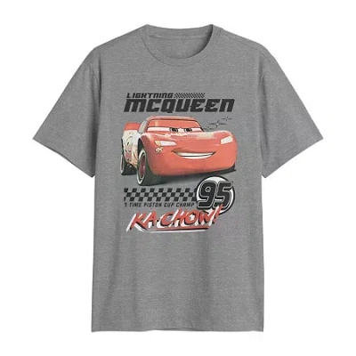 Mad Engine Lightning Mcqueen Mens Crew Neck Short Sleeve Regular Fit Cars Graphic T-shirt In Gray