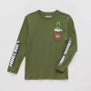Mad Engine Little & Big Kid Boys Crew Neck Long Sleeve Regular Fit Minecraft Graphic T-shirt In Green