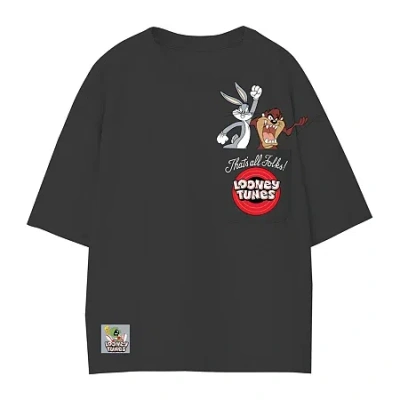Mad Engine Little & Big Kid Boys Crew Neck Short Sleeve Oversized Looney Tunes Graphic T-shirt In Black
