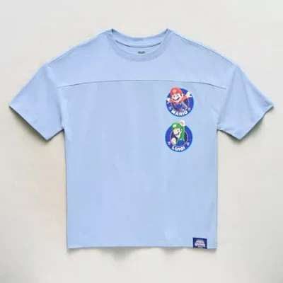 Mad Engine Little & Big Kid Boys Crew Neck Short Sleeve Oversized Super Mario Graphic T-shirt In Blue