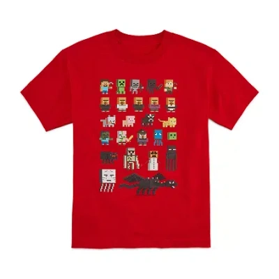 Mad Engine Little & Big Kid Boys Crew Neck Short Sleeve Regular Fit Minecraft Graphic T-shirt In Red