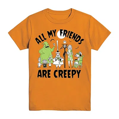 Mad Engine Little & Big Kid Boys Crew Neck Short Sleeve Regular Fit Nightmare Before Christmas Graphic T-shirt In Orange