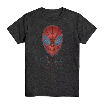 Mad Engine Little & Big Kid Boys Crew Neck Short Sleeve Regular Fit Spiderman Husky Graphic T-shirt In Black