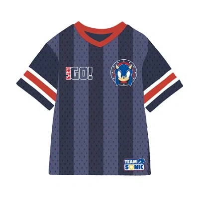 Mad Engine Little & Big Kid Boys V Neck Sonic The Hedgehog Short Sleeve Jersey In Blue