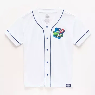 Mad Engine Little & Big Kid Boys V Neck Super Mario Short Sleeve Jersey In White