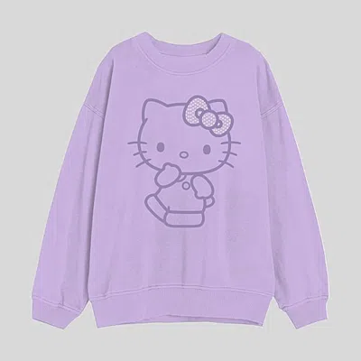 Mad Engine Little & Big Kid Girls Crew Neck Fleece Long Sleeve Hello Kitty Sweatshirt In Purple