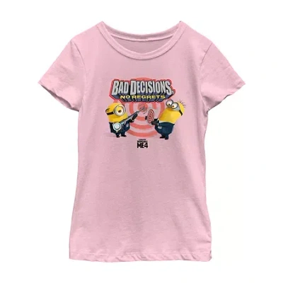 Mad Engine Little & Big Kid Girls Crew Neck Short Sleeve Minions T-shirt In Pink