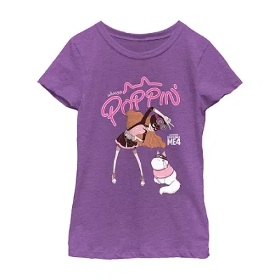 Mad Engine Little & Big Kid Girls Crew Neck Short Sleeve Minions T-shirt In Purple