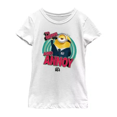 Mad Engine Little & Big Kid Girls Crew Neck Short Sleeve Minions T-shirt In White