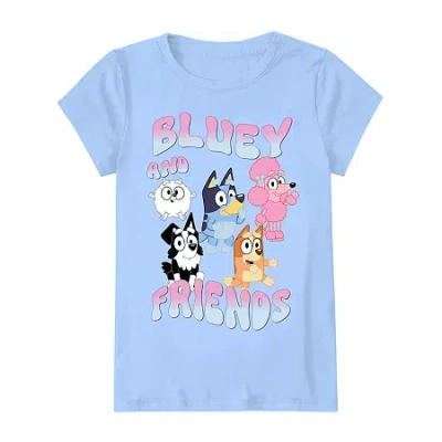 Mad Engine Little & Big Kid Girls Crew Neck Short Sleeve Regular Fit Bluey Minnie Mouse Graphic T-shirt