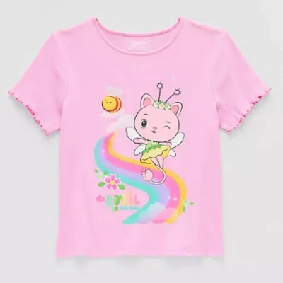 Mad Engine Little & Big Kid Girls Crew Neck Short Sleeve Regular Fit Gabby's Dollhouse Graphic T-shirt In Pink