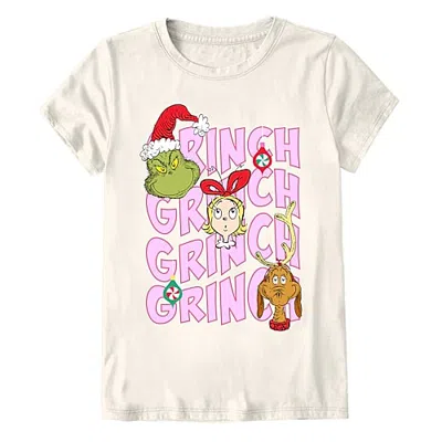 Mad Engine Little & Big Kid Girls Crew Neck Short Sleeve Regular Fit Grinch Graphic T-shirt In Beige