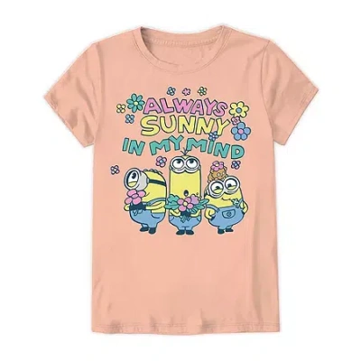 Mad Engine Little & Big Kid Girls Crew Neck Short Sleeve Regular Fit Minions Graphic T-shirt In Orange