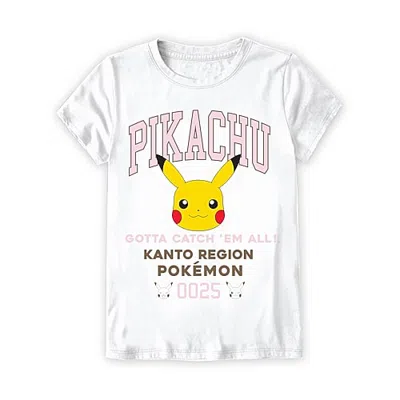 Mad Engine Little & Big Kid Girls Crew Neck Short Sleeve Regular Fit Pokemon Graphic T-shirt In White