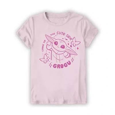 Mad Engine Little & Big Kid Girls Crew Neck Short Sleeve Regular Fit Star Wars Graphic T-shirt In Pink