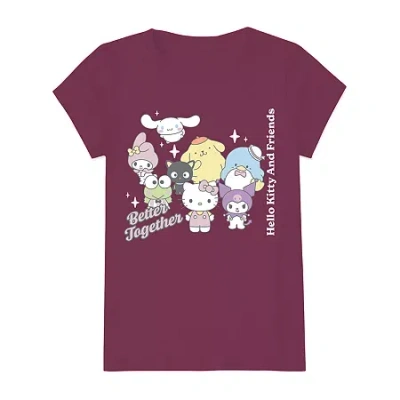 Mad Engine Little & Big Kid Girls Round Neck Short Sleeve Regular Fit Hello Kitty Graphic T-shirt In Red