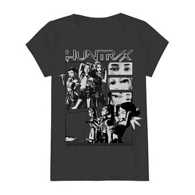 Mad Engine Little & Big Kid Girls Round Neck Short Sleeve Regular Fit Kpop Demon Hunters Graphic T-shirt In Black